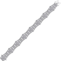 GND Sterling Silver Rectangle Link Bracelet with Pave-Set Round Diamonds - 3.18 Carat Total Diamond Weight