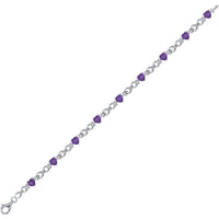 GND Sterling Silver Tennis Bracelet with Heart-Shaped Amethysts and Round White Sapphires - 5.5 Carat Total Gem Weight