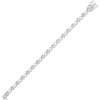 GND Sterling Silver Tennis Bracelet with Illusion Set Round Diamonds in Heart Motif - 1.00 Carat Total Diamond Weight