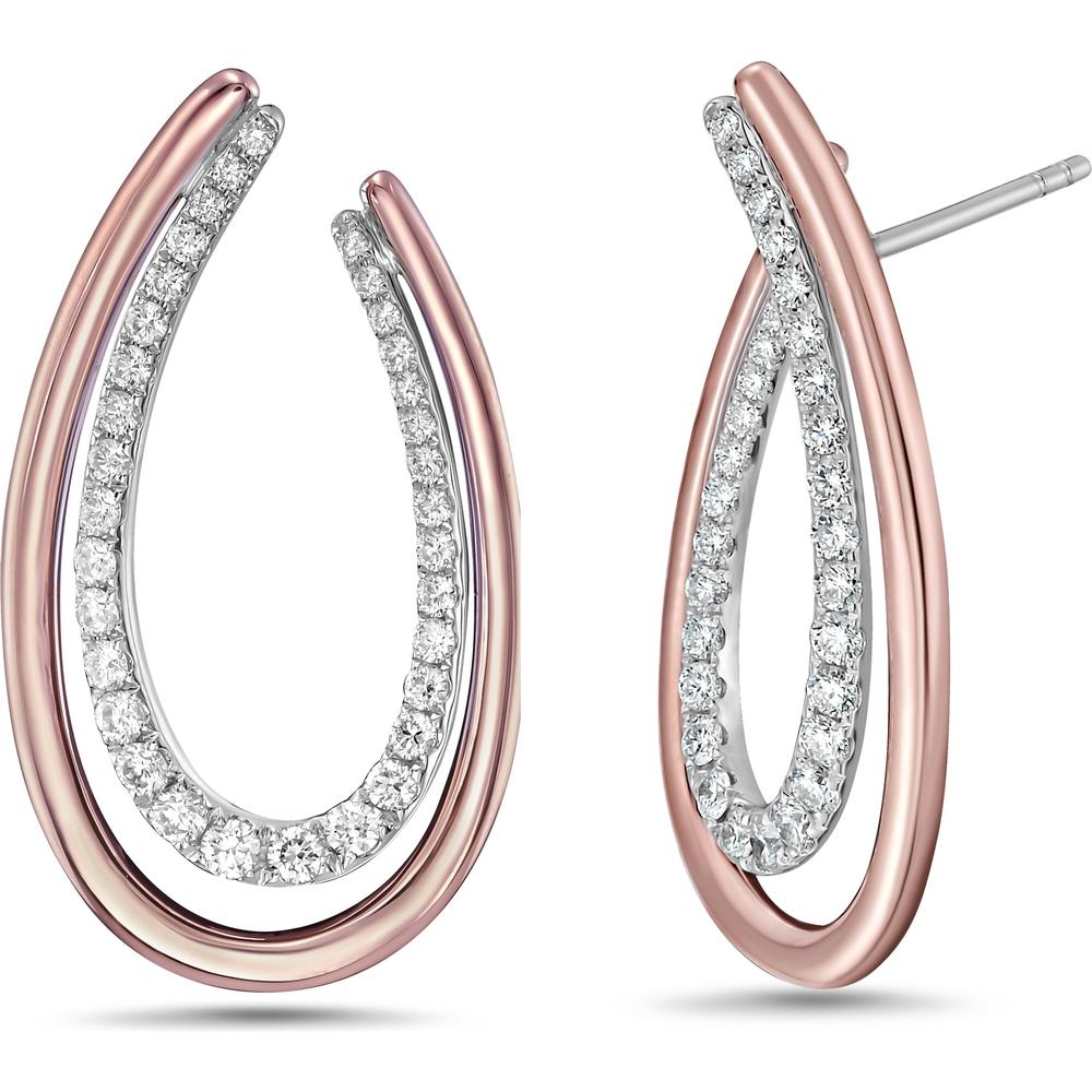 Gold and Diamond Arch Earrings in 18K Rose Gold by Charles Krypell
