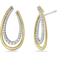 Gold and Diamond Arch Earrings in 18K Yellow Gold by Charles Krypell