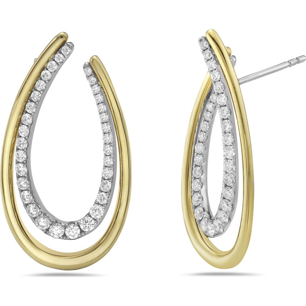 Gold and Diamond Arch Earrings in 18K Yellow Gold by Charles Krypell