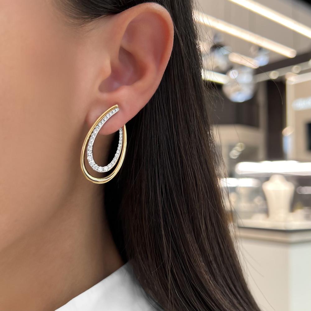 Gold and Diamond Arch Earrings in 18K Yellow Gold by Charles Krypell