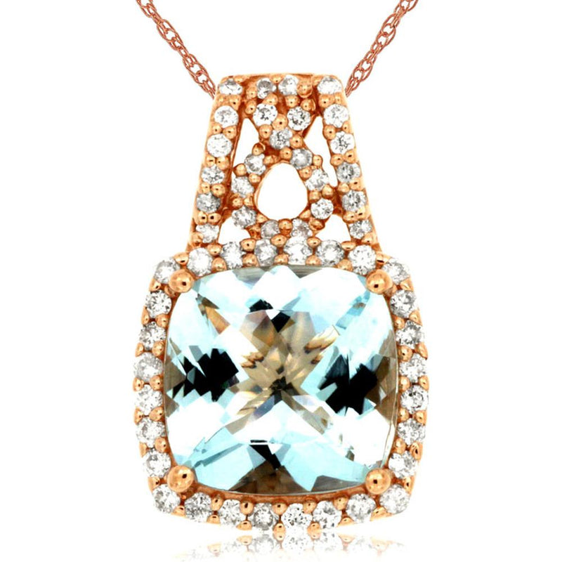 Graceful 14K Rose Gold 1.90 Carat Aquamarine Pendant