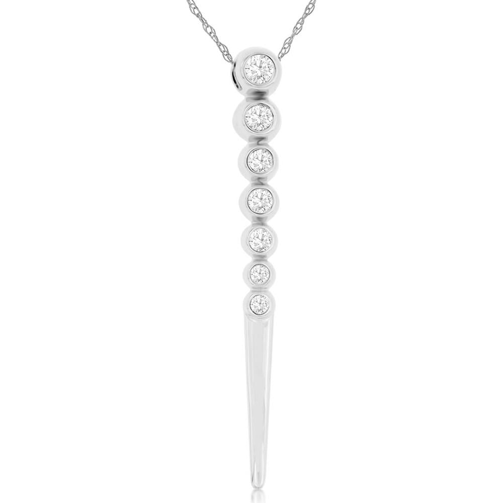 Graceful 14K White Gold Diamond Pendant - 0.20 Carat Total Diamond Weight