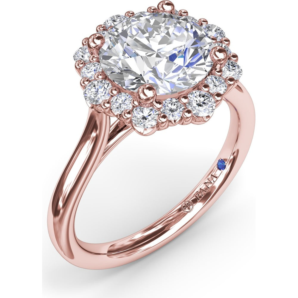 Graduated Halo Engagement Ring Setting with Peek-a-Boo Diamond Detail, Round Center Stone by Fana - 0.42 Carat Total Diamond Weight