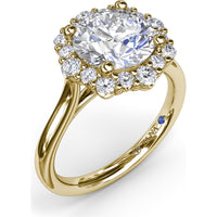 Graduated Halo Engagement Ring Setting with Peek-a-Boo Diamond Detail, Round Center Stone by Fana - 0.42 Carat Total Diamond Weight