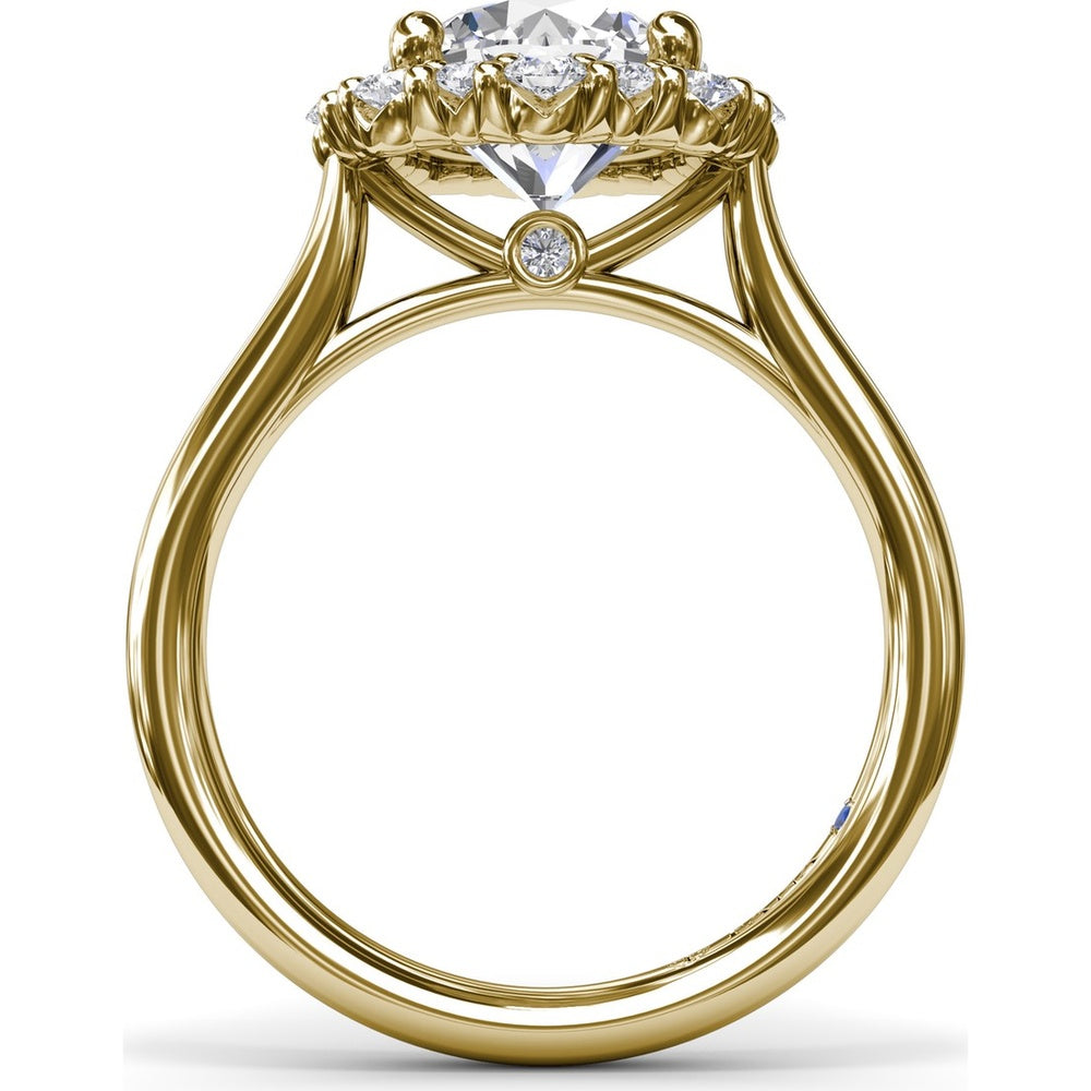 Graduated Halo Engagement Ring Setting with Peek-a-Boo Diamond Detail, Round Center Stone by Fana - 0.42 Carat Total Diamond Weight