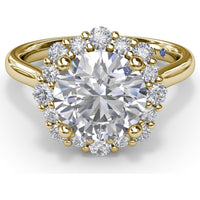 Graduated Halo Engagement Ring Setting with Peek-a-Boo Diamond Detail, Round Center Stone by Fana - 0.42 Carat Total Diamond Weight