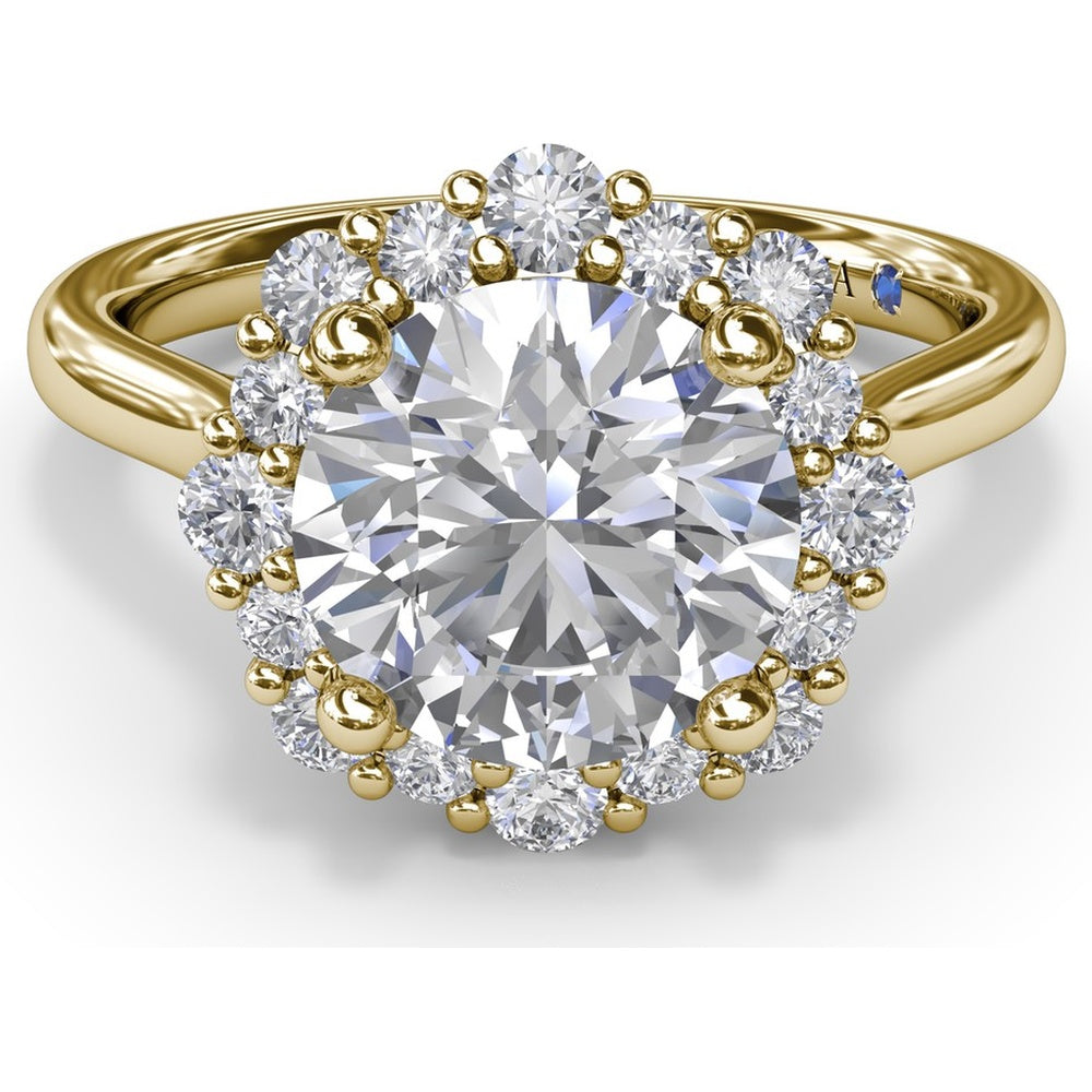 Graduated Halo Engagement Ring Setting with Peek-a-Boo Diamond Detail, Round Center Stone by Fana - 0.42 Carat Total Diamond Weight
