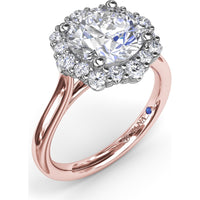 Graduated Halo Engagement Ring Setting with Peek-a-Boo Diamond Detail, Round Center Stone by Fana - 0.42 Carat Total Diamond Weight