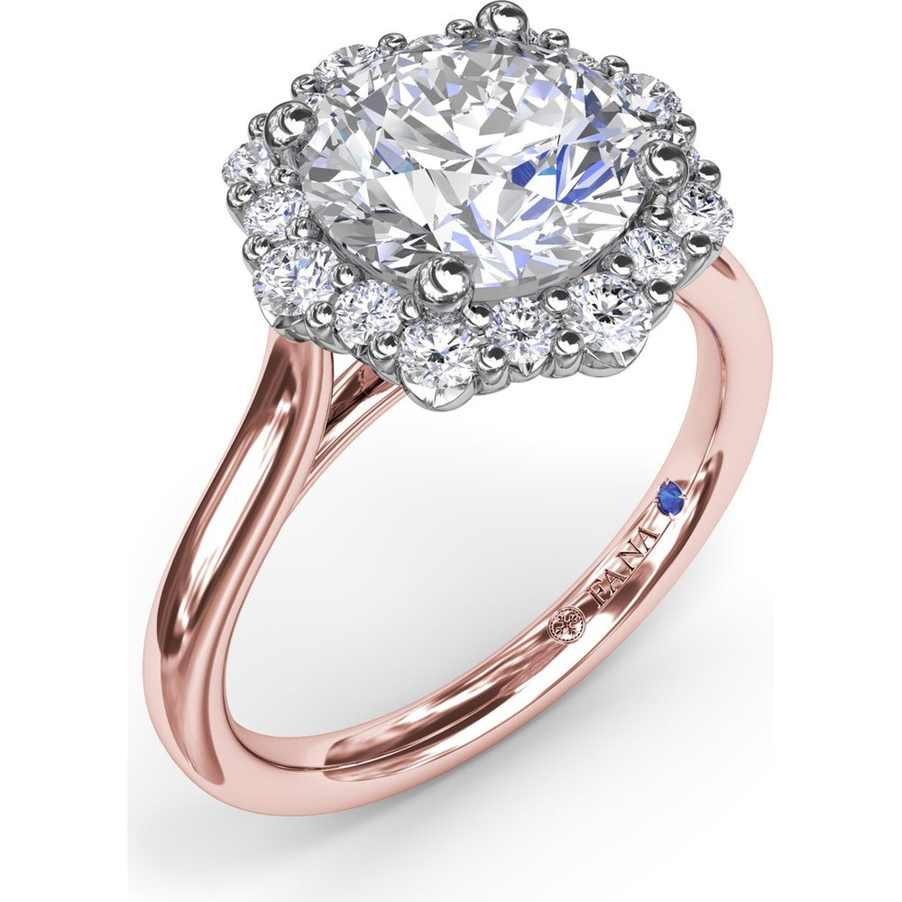 Graduated Halo Engagement Ring Setting with Peek-a-Boo Diamond Detail, Round Center Stone by Fana - 0.42 Carat Total Diamond Weight