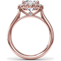 Graduated Halo Engagement Ring Setting with Peek-a-Boo Diamond Detail, Round Center Stone by Fana - 0.42 Carat Total Diamond Weight