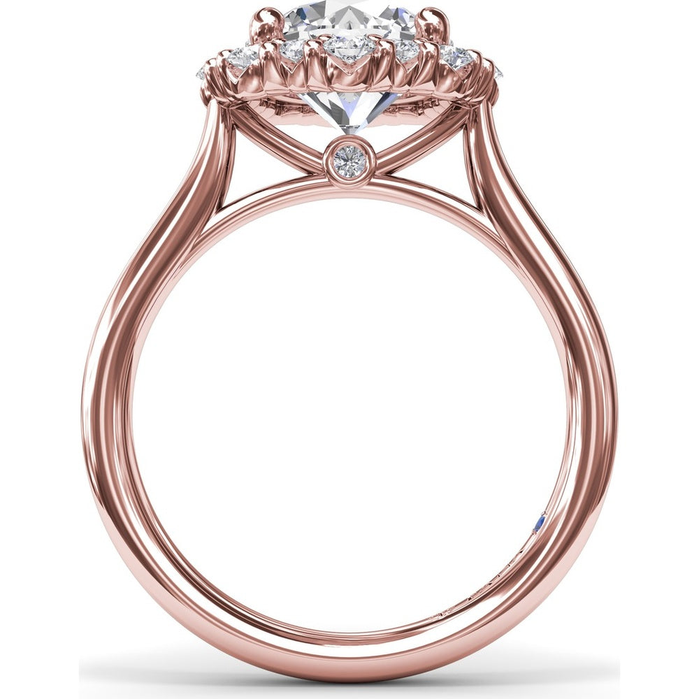 Graduated Halo Engagement Ring Setting with Peek-a-Boo Diamond Detail, Round Center Stone by Fana - 0.42 Carat Total Diamond Weight