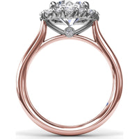 Graduated Halo Engagement Ring Setting with Peek-a-Boo Diamond Detail, Round Center Stone by Fana - 0.42 Carat Total Diamond Weight