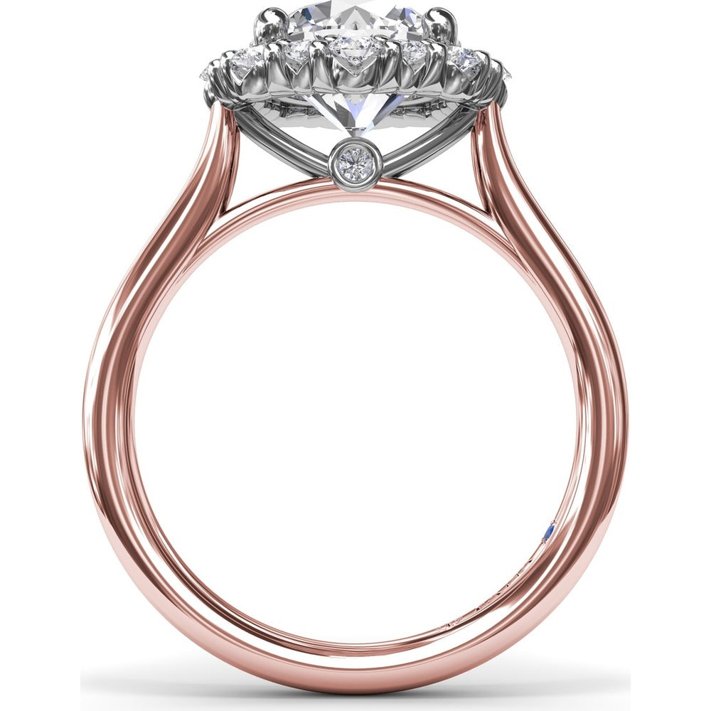 Graduated Halo Engagement Ring Setting with Peek-a-Boo Diamond Detail, Round Center Stone by Fana - 0.42 Carat Total Diamond Weight