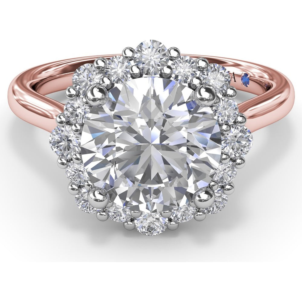 Graduated Halo Engagement Ring Setting with Peek-a-Boo Diamond Detail, Round Center Stone by Fana - 0.42 Carat Total Diamond Weight