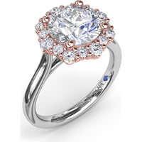 Graduated Halo Engagement Ring Setting with Peek-a-Boo Diamond Detail, Round Center Stone by Fana - 0.42 Carat Total Diamond Weight
