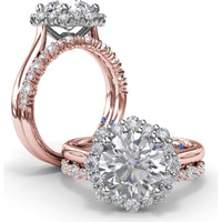 Graduated Halo Engagement Ring Setting with Peek-a-Boo Diamond Detail, Round Center Stone by Fana - 0.42 Carat Total Diamond Weight