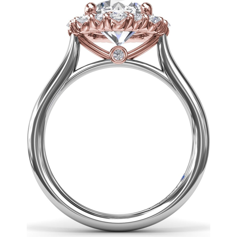 Graduated Halo Engagement Ring Setting with Peek-a-Boo Diamond Detail, Round Center Stone by Fana - 0.42 Carat Total Diamond Weight