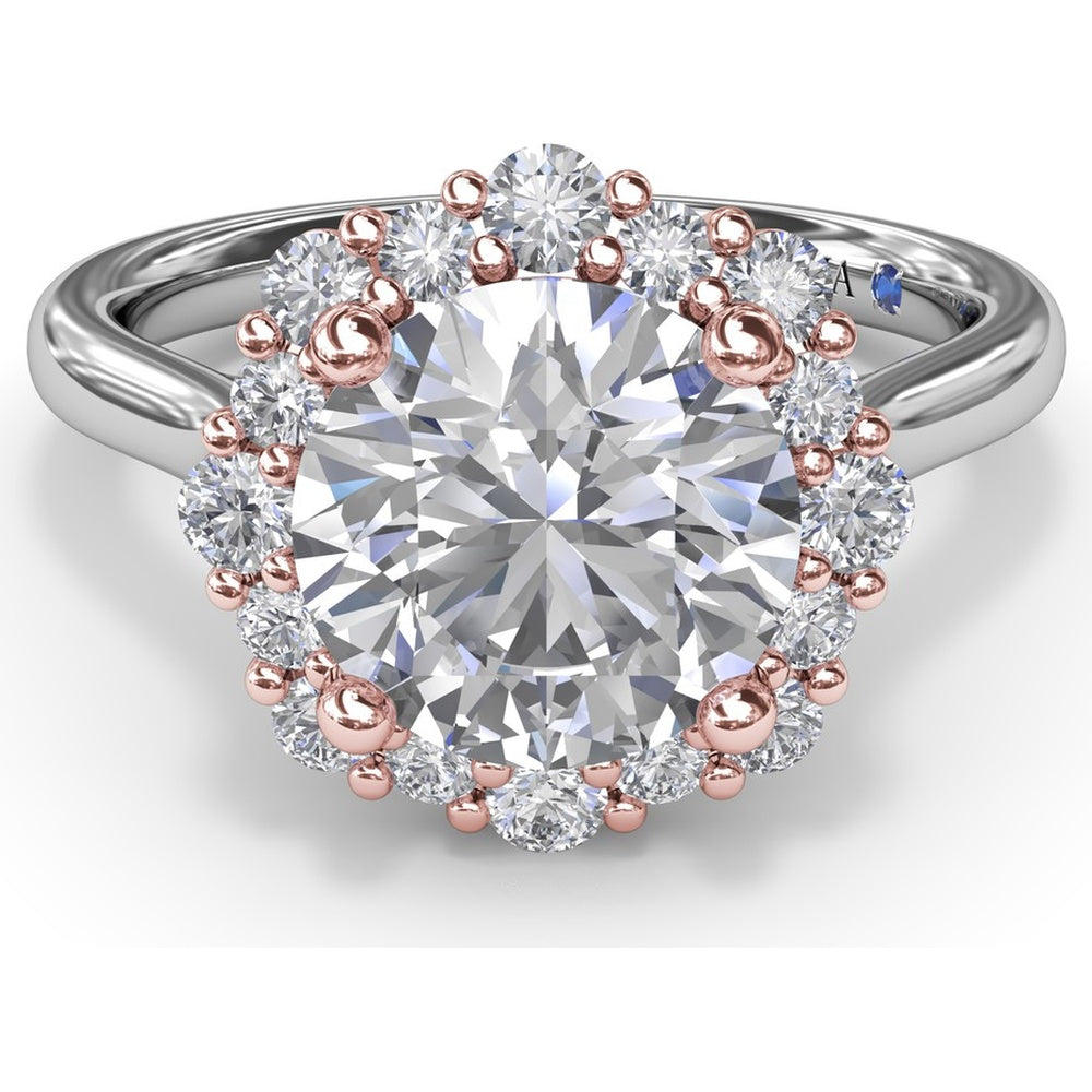 Graduated Halo Engagement Ring Setting with Peek-a-Boo Diamond Detail, Round Center Stone by Fana - 0.42 Carat Total Diamond Weight