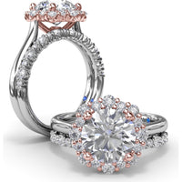 Graduated Halo Engagement Ring Setting with Peek-a-Boo Diamond Detail, Round Center Stone by Fana - 0.42 Carat Total Diamond Weight