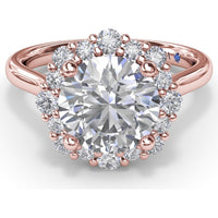 Graduated Halo Engagement Ring Setting with Peek-a-Boo Diamond Detail, Round Center Stone by Fana - 0.42 Carat Total Diamond Weight