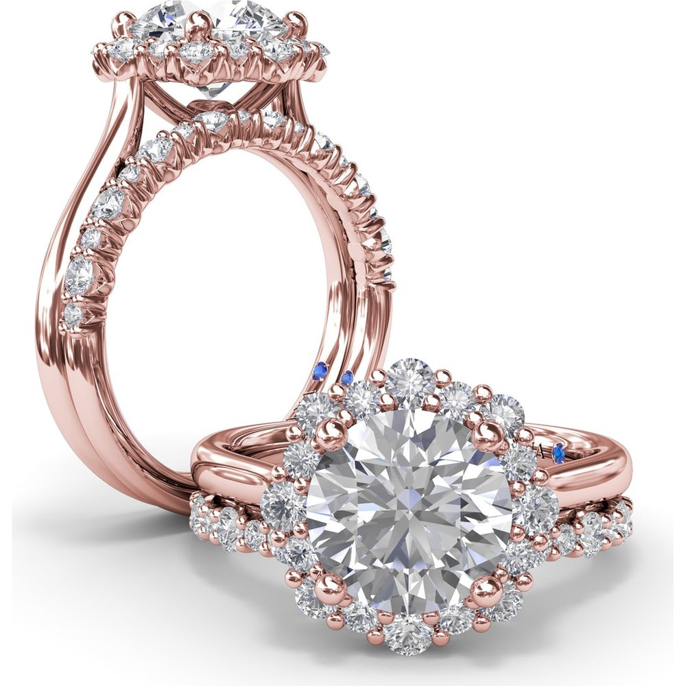 Graduated Halo Engagement Ring Setting with Peek-a-Boo Diamond Detail, Round Center Stone by Fana - 0.42 Carat Total Diamond Weight