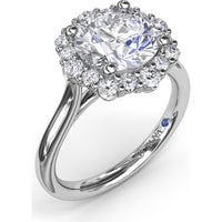 Graduated Halo Engagement Ring Setting with Peek-a-Boo Diamond Detail, Round Center Stone by Fana - 0.42 Carat Total Diamond Weight