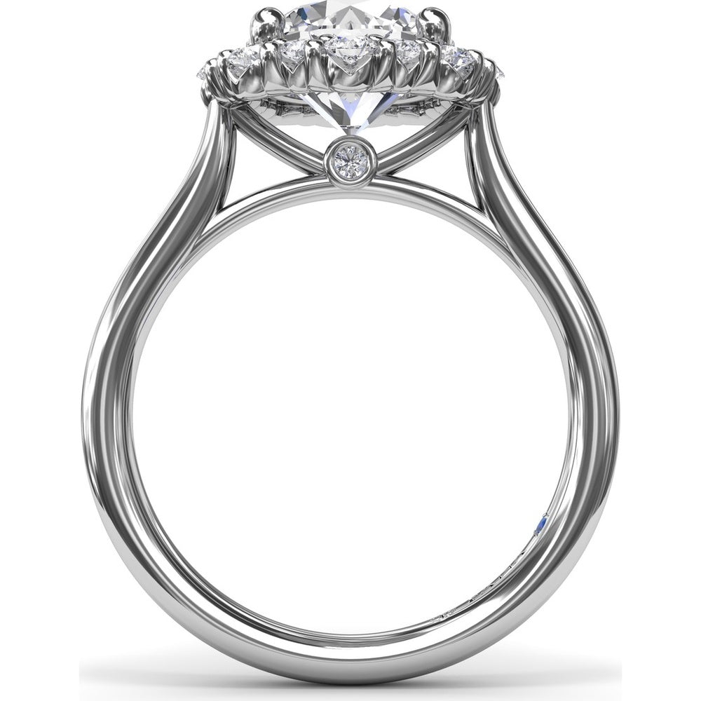Graduated Halo Engagement Ring Setting with Peek-a-Boo Diamond Detail, Round Center Stone by Fana - 0.42 Carat Total Diamond Weight