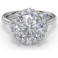 Graduated Halo Engagement Ring Setting with Peek-a-Boo Diamond Detail, Round Center Stone by Fana - 0.42 Carat Total Diamond Weight
