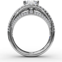 Graduated Three-Strand Diamond Encrusted Engagement Ring Setting with Halo by Fana - 1.30 Carat Total Diamond Weight