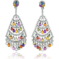 Graff 18K White Gold Chandelier Earrings with Pear-Shaped Sapphires and Brilliant-Cut Diamonds - 86.76 Carats Total Weight