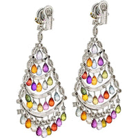 Graff 18K White Gold Chandelier Earrings with Pear-Shaped Sapphires and Brilliant-Cut Diamonds - 86.76 Carats Total Weight