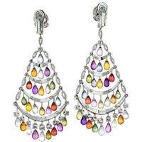 Graff 18K White Gold Chandelier Earrings with Pear-Shaped Sapphires and Brilliant-Cut Diamonds - 86.76 Carats Total Weight