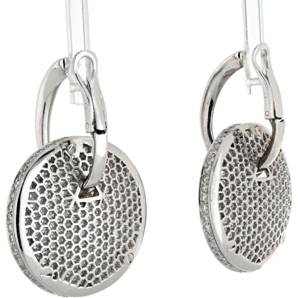 Graff 18K White Gold Diamond Earrings with Rhodiumed Medallion Design - 15 Carats Total Diamond Weight
