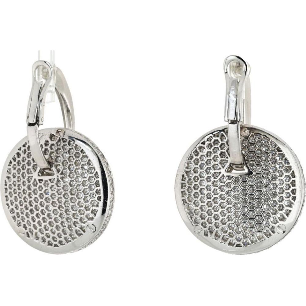 Graff 18K White Gold Diamond Earrings with Rhodiumed Medallion Design - 15 Carats Total Diamond Weight