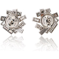 Graff 18K White Gold Stud Earrings with Baguette and Round Diamonds - 1.80 Carats Total Diamond Weight