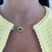 Green Tourmaline and Diamond East to West Pendant Necklace in 18K Yellow Gold by Charles Krypell
