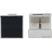 Gucci 18K White Gold Square Onyx Stud Cuff Links for Men - 18K White Gold and Black Onyx Designer Cuff Link Pair