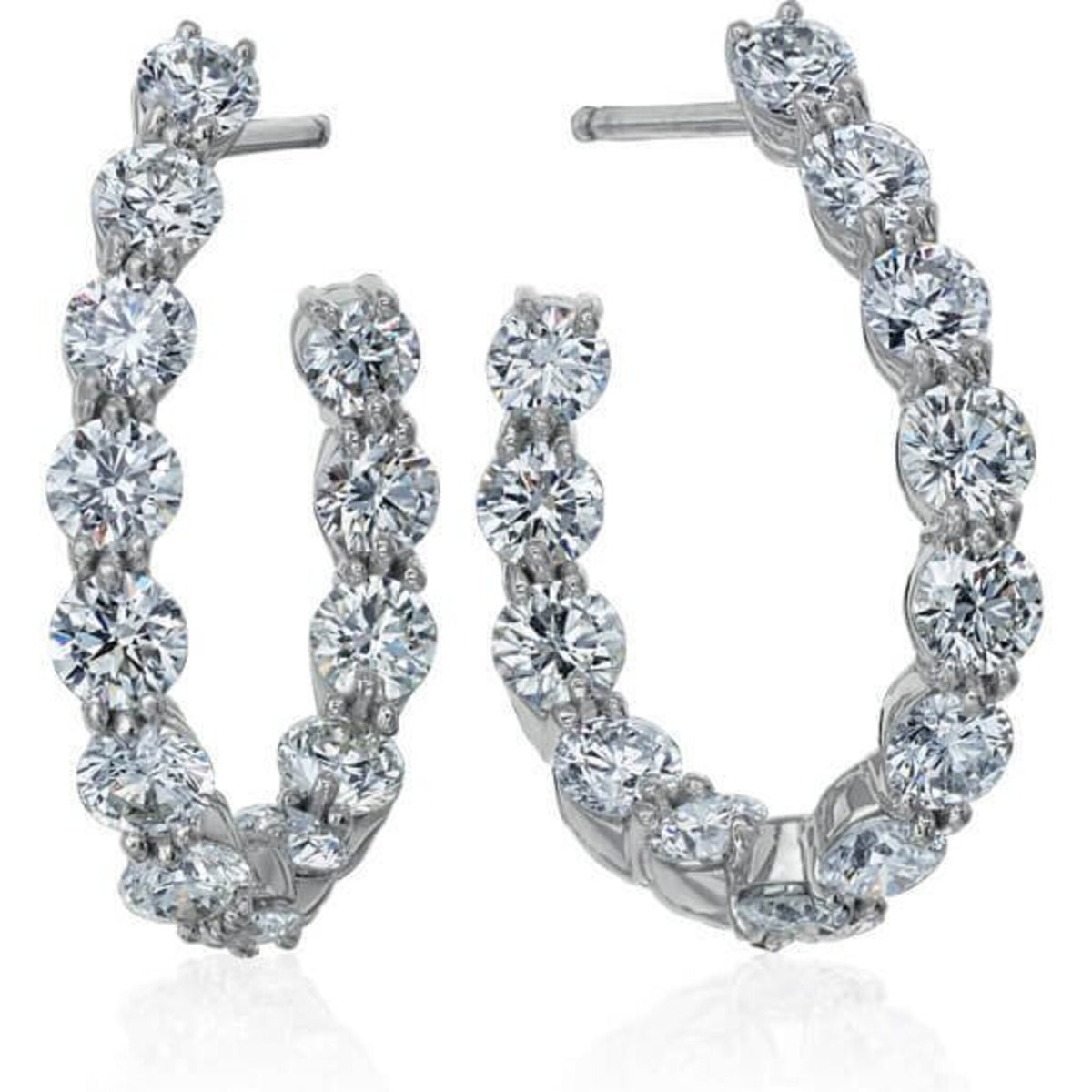 Gumuchian Platinum New Moon Diamond Hoop Earrings