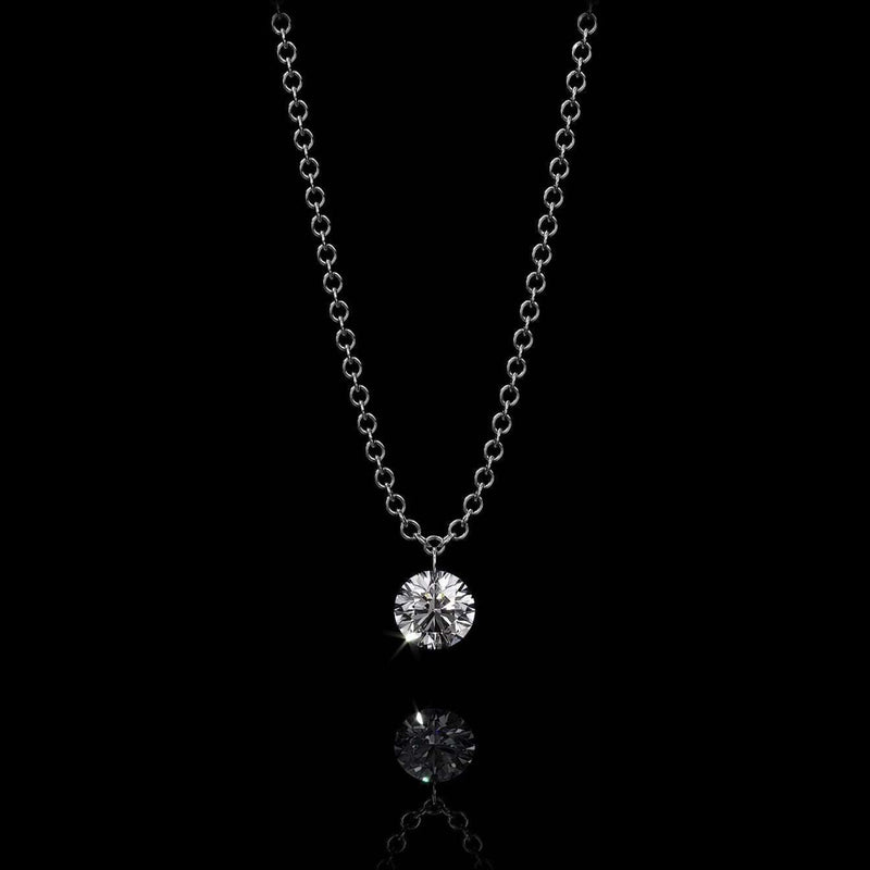 Aresa New York - Hadid Solitaire Fringe Necklaces - 18K White Gold with 1.00 cts. of Diamonds