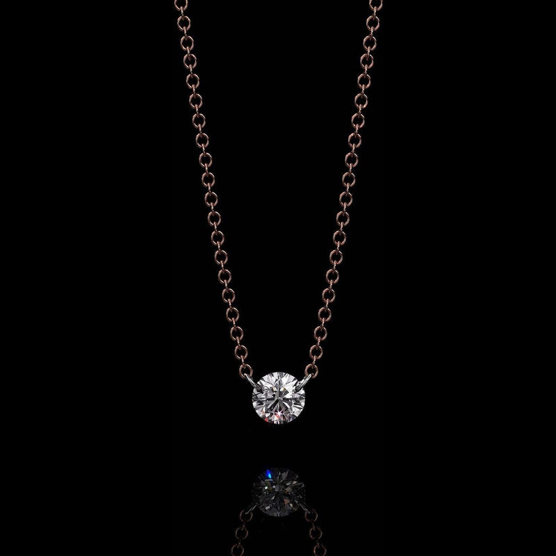 Aresa New York - Hadid Solitaire Necklaces - 18K Rose Gold with 0.50 cts. of Diamonds