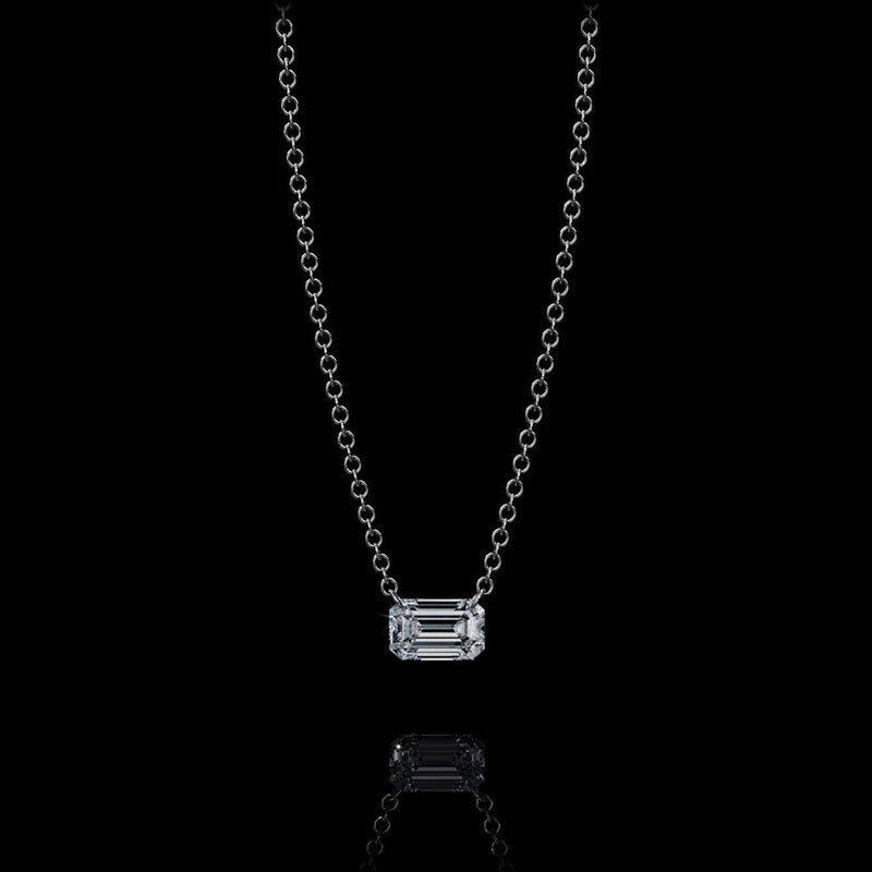 Aresa New York - Hadid Solitaire with Emerald Necklaces - 18K White Gold with 0.70 cts. of Diamonds