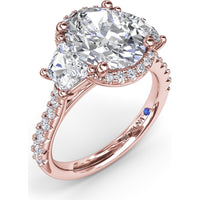 Halo Diamond Engagement Ring Setting with Trapezoid Side Stones by Fana - 0.34 Carat Total Diamond Weight