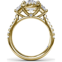 Halo Diamond Engagement Ring Setting with Trapezoid Side Stones by Fana - 0.34 Carat Total Diamond Weight