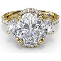 Halo Diamond Engagement Ring Setting with Trapezoid Side Stones by Fana - 0.34 Carat Total Diamond Weight