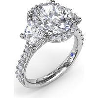 Halo Diamond Engagement Ring Setting with Trapezoid Side Stones by Fana - 0.34 Carat Total Diamond Weight