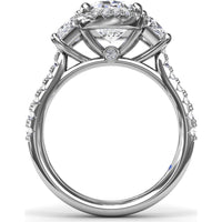 Halo Diamond Engagement Ring Setting with Trapezoid Side Stones by Fana - 0.34 Carat Total Diamond Weight