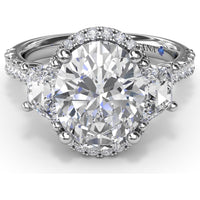 Halo Diamond Engagement Ring Setting with Trapezoid Side Stones by Fana - 0.34 Carat Total Diamond Weight